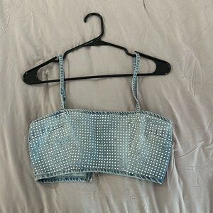 NEW!!! 🆕 | Zara | Rhinestone Crop Top Back Zip